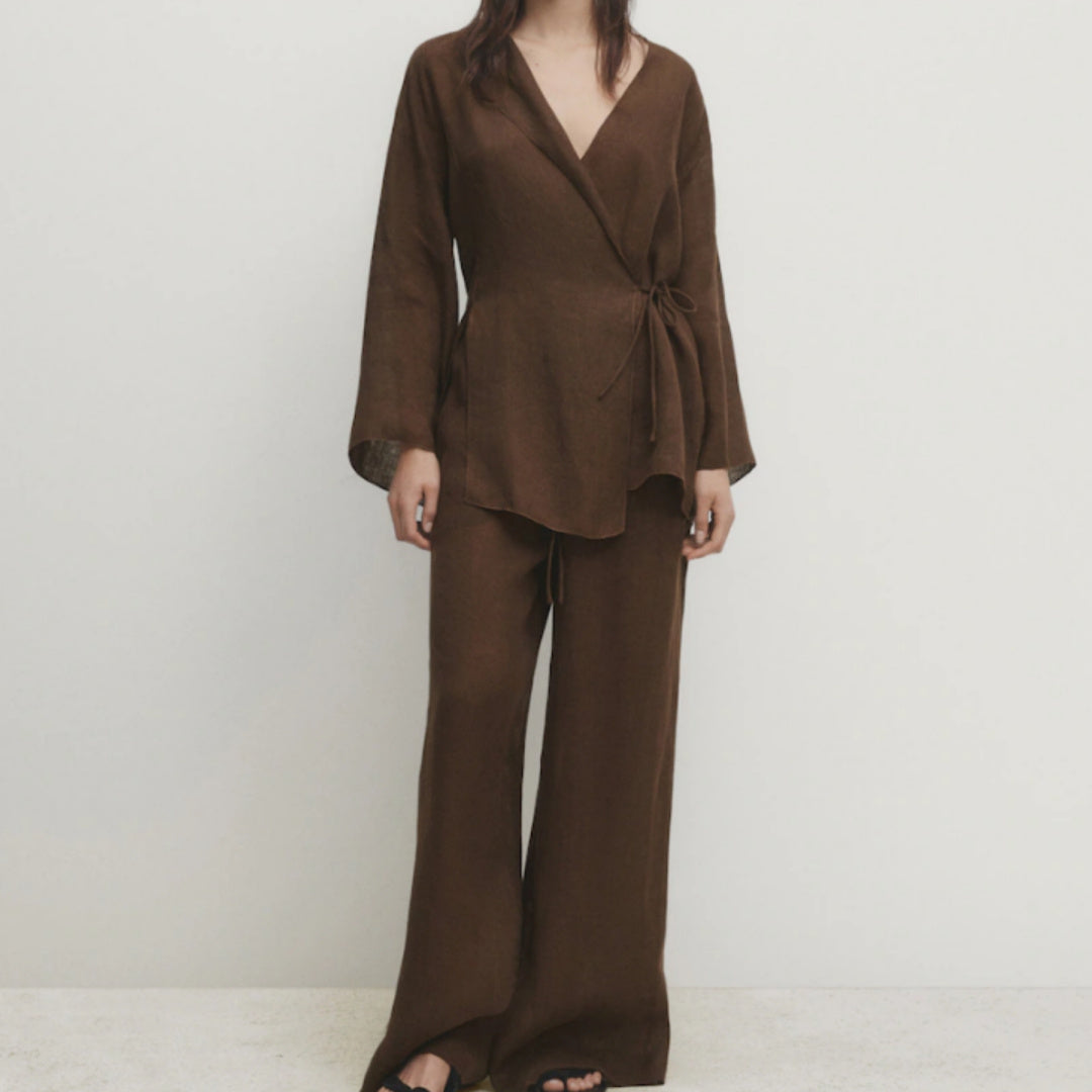 Gisela | Zomerse Linnen Wrap Top & Broek Set