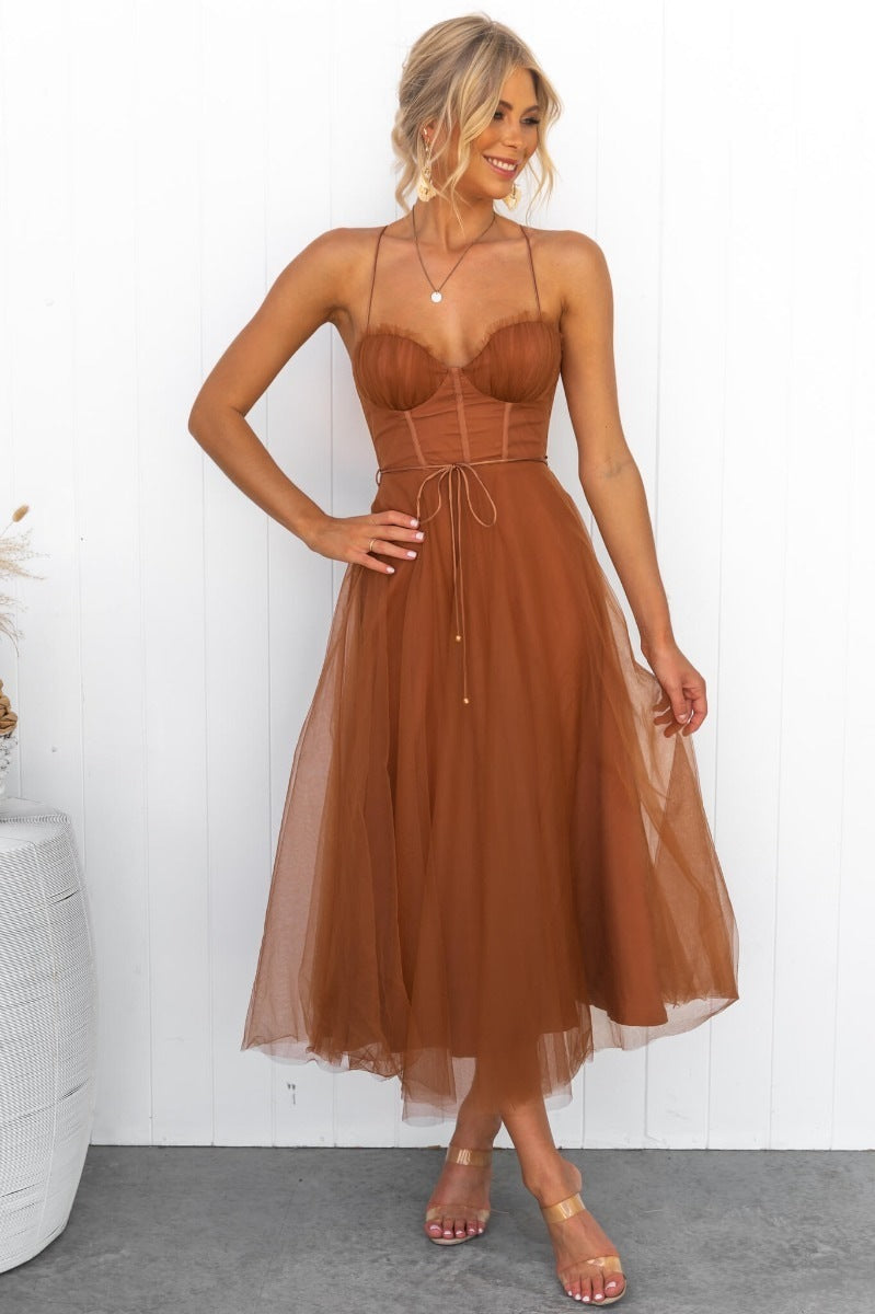 Marea | Tule Midi Jurk met Bustier Top