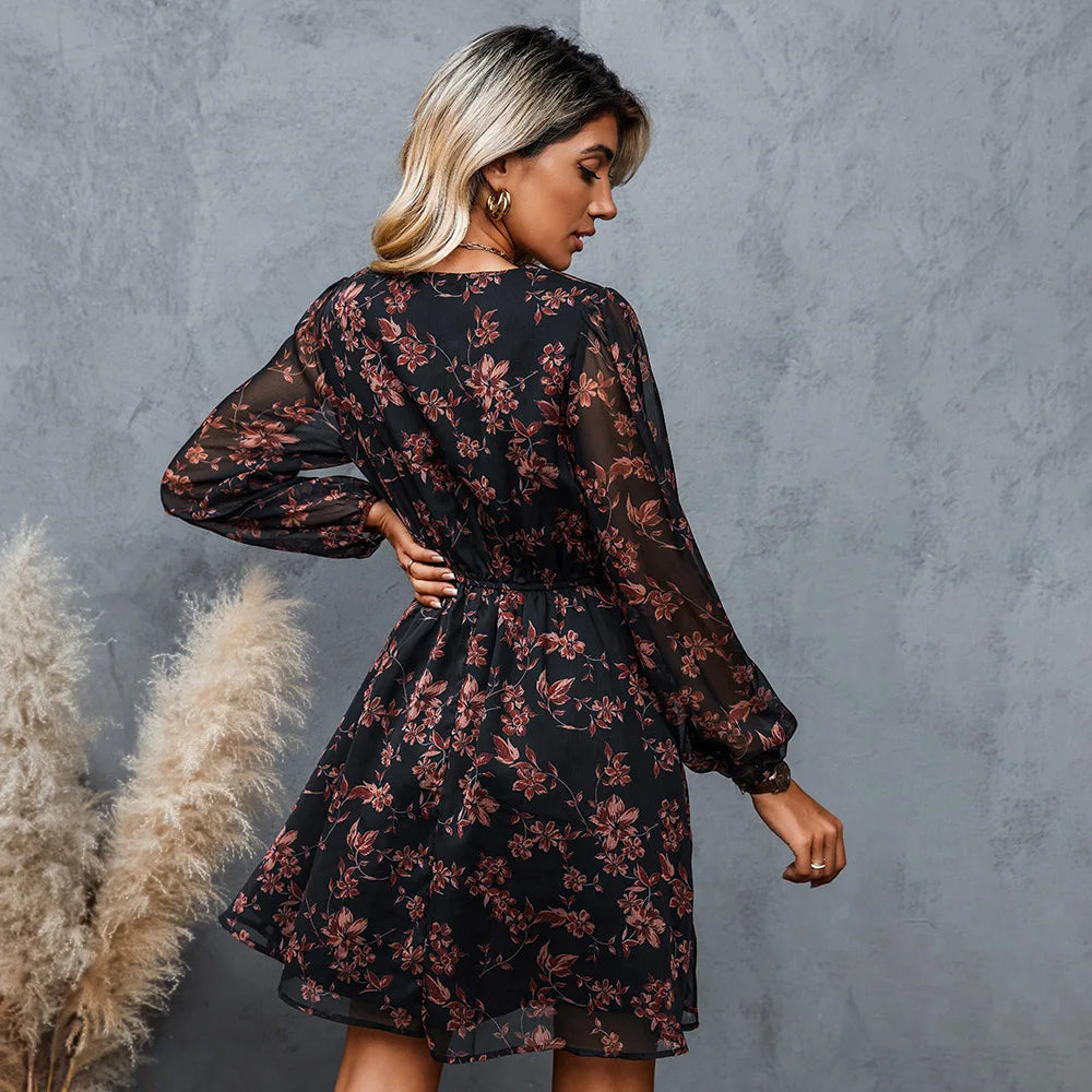 Nienke | Bloemenprint Chiffon Jurk