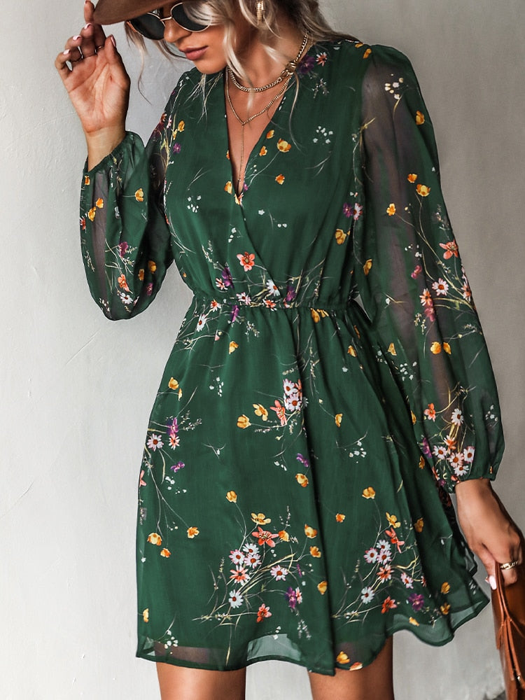 Nienke | Bloemenprint Chiffon Jurk