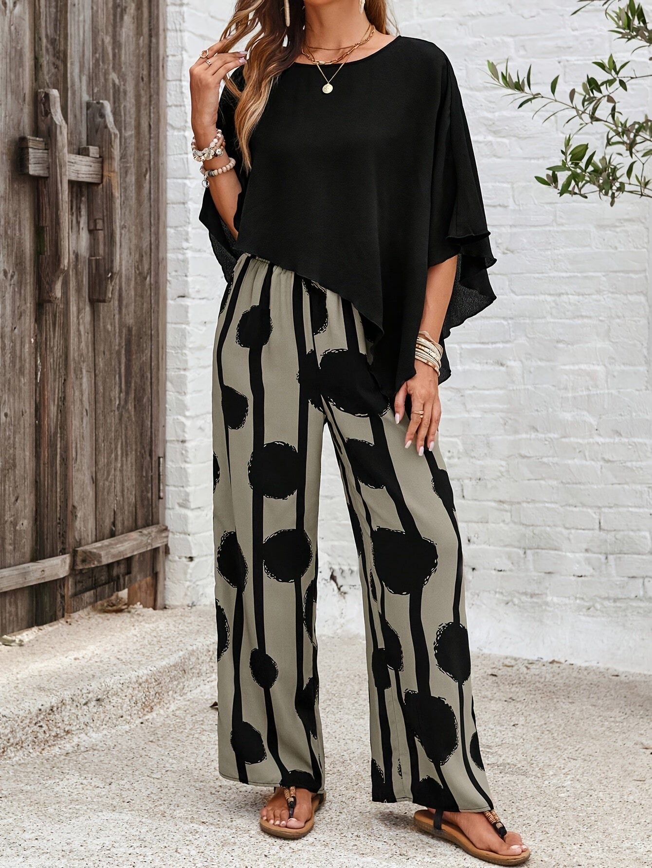 Helma | Elegante Set met Wijde Broek en Flow Top