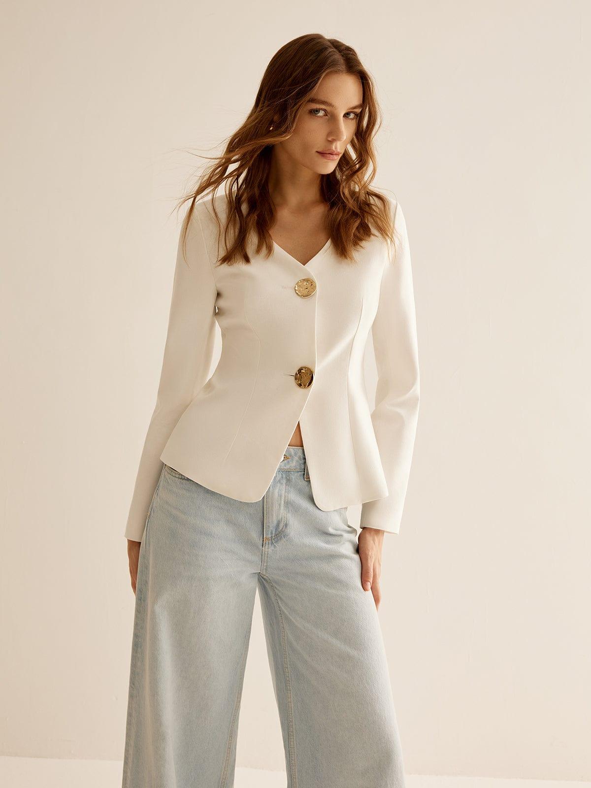 Jansje | Elegante Blazer met Gouden Knopen