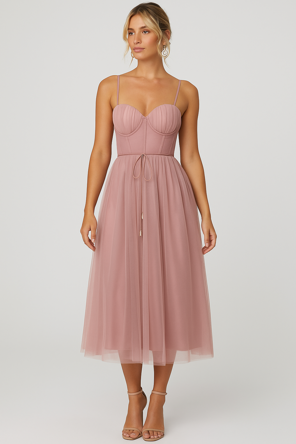 Marea | Tule Midi Jurk met Bustier Top