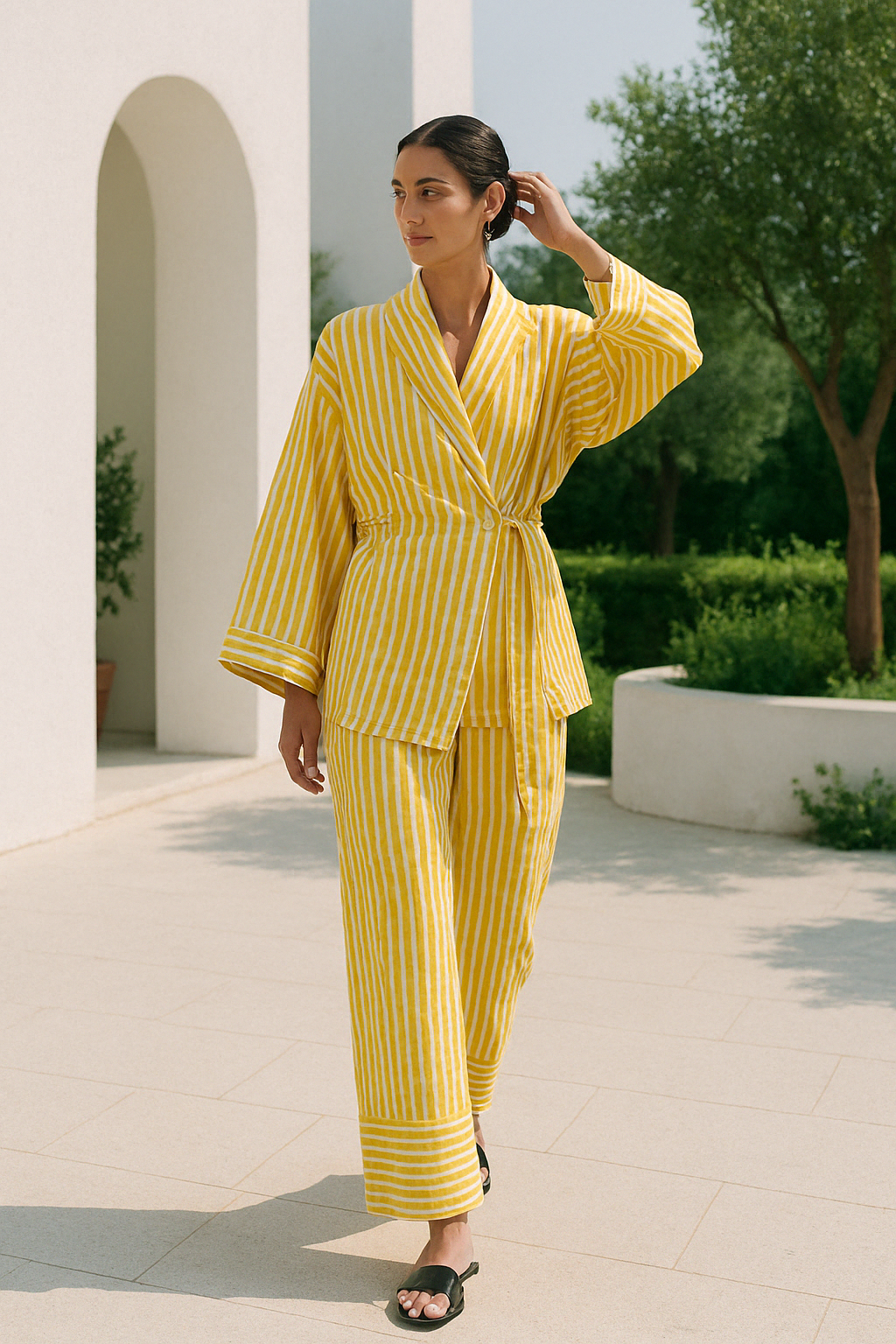 Jandy | Gestreept Loungewear Set met Kimono Touch