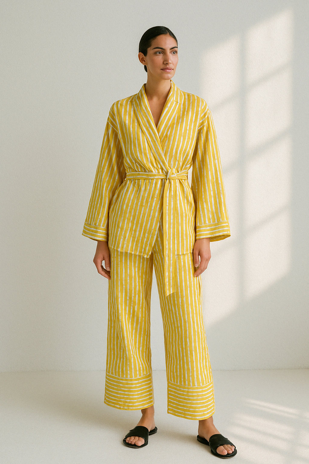 Jandy | Gestreept Loungewear Set met Kimono Touch