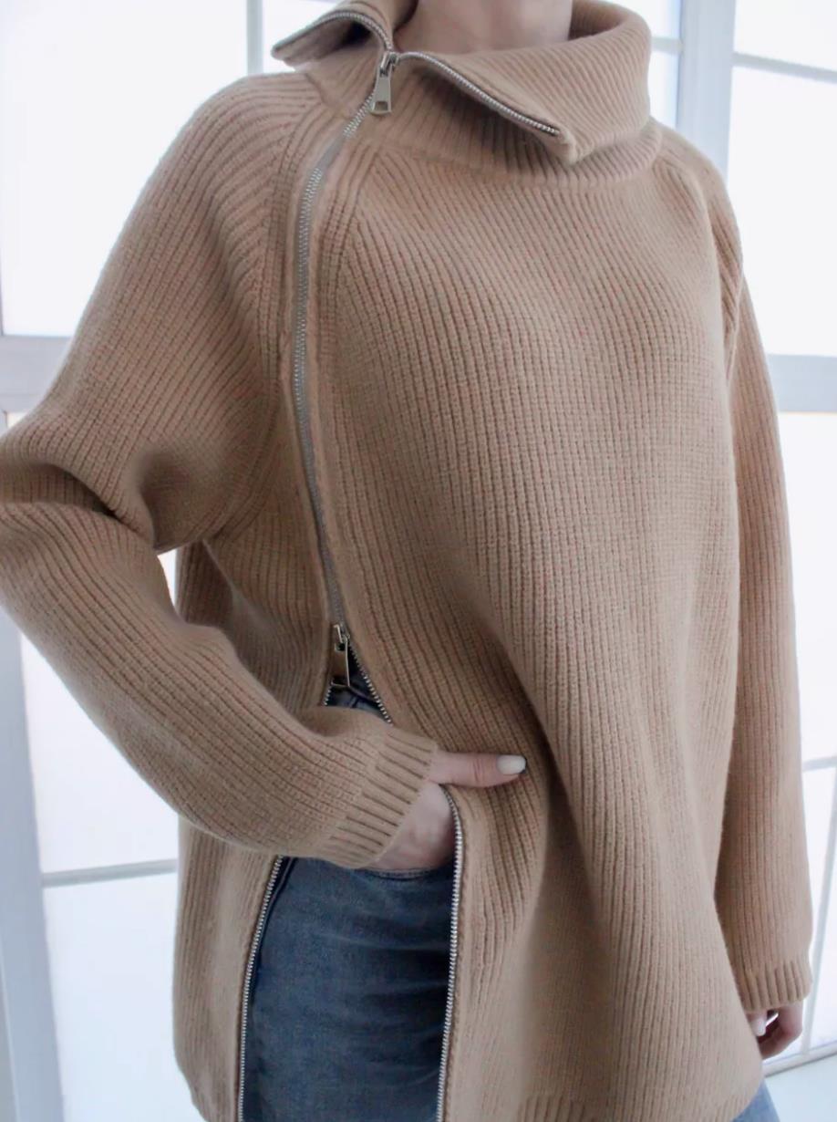 Warme Oversized Comfortabele Dames Trui met Rits