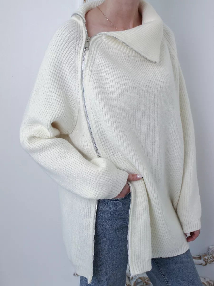 Warme Oversized Comfortabele Dames Trui met Rits