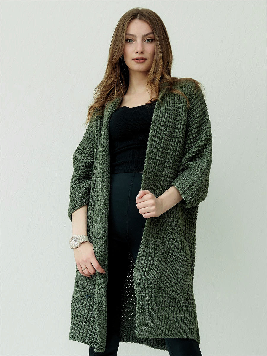 Trendy Oversized Warme Dames Cardigan met Zakken