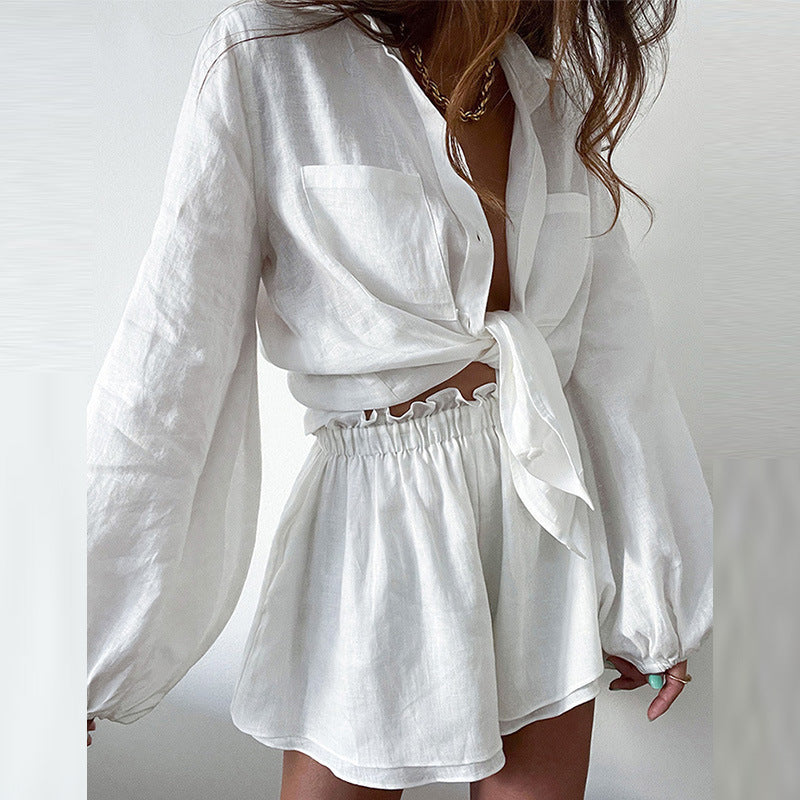 Johanne | Zomerse Co-ord Set met Strikblouse en Flowy Short