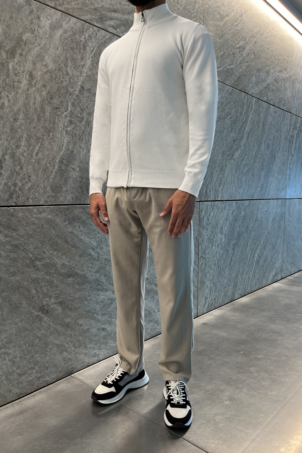Faro Full Zip Sweater - Wit