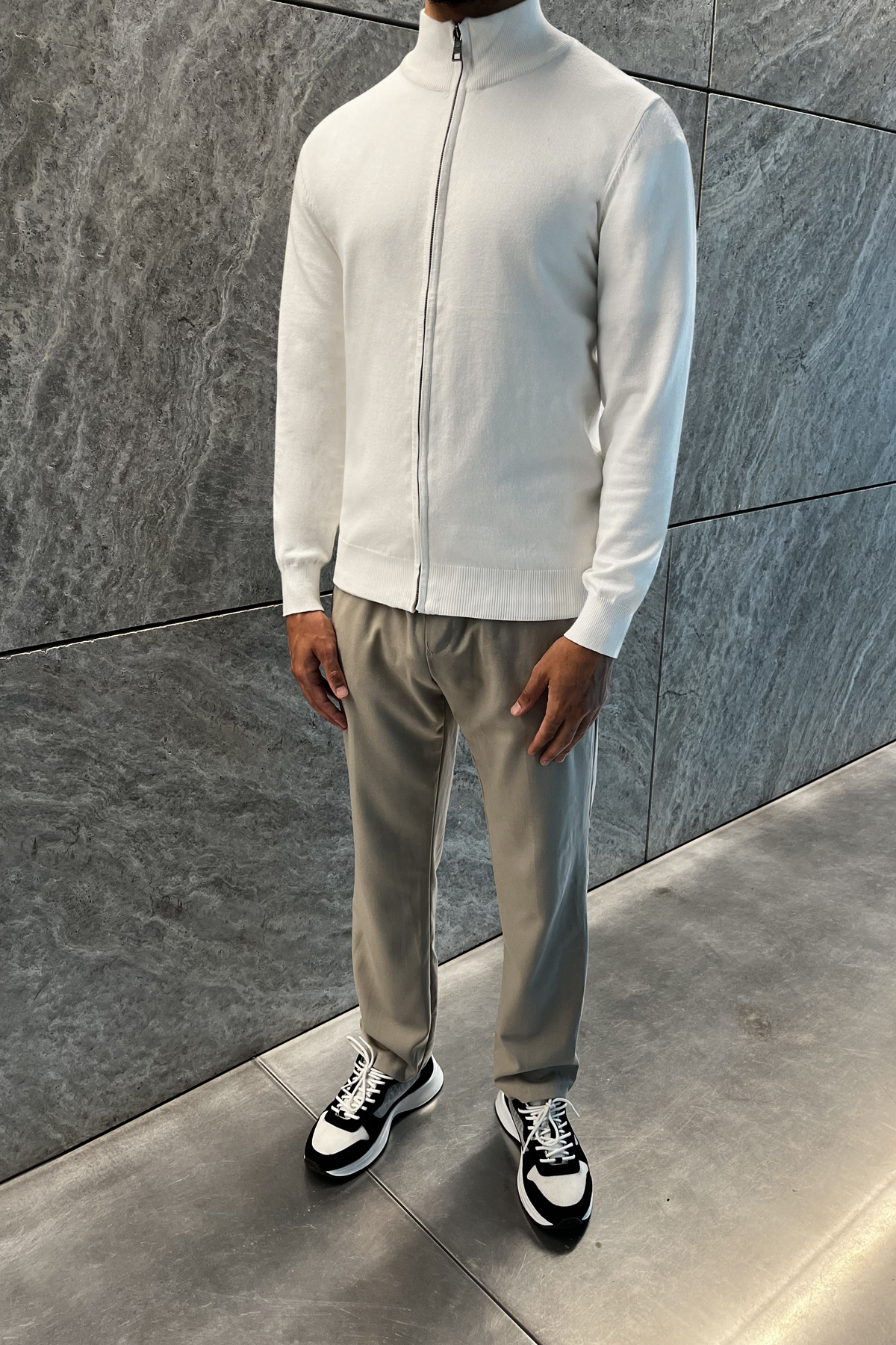 Faro Full Zip Sweater - Wit