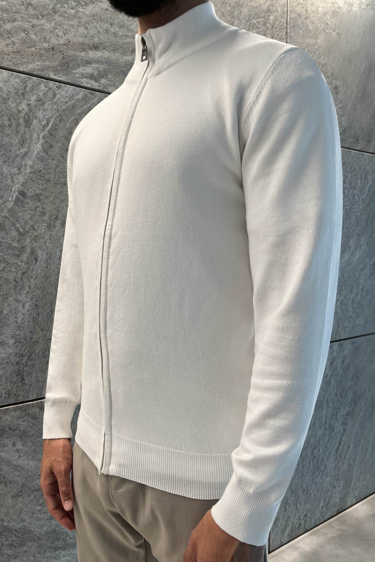 Faro Full Zip Sweater - Wit
