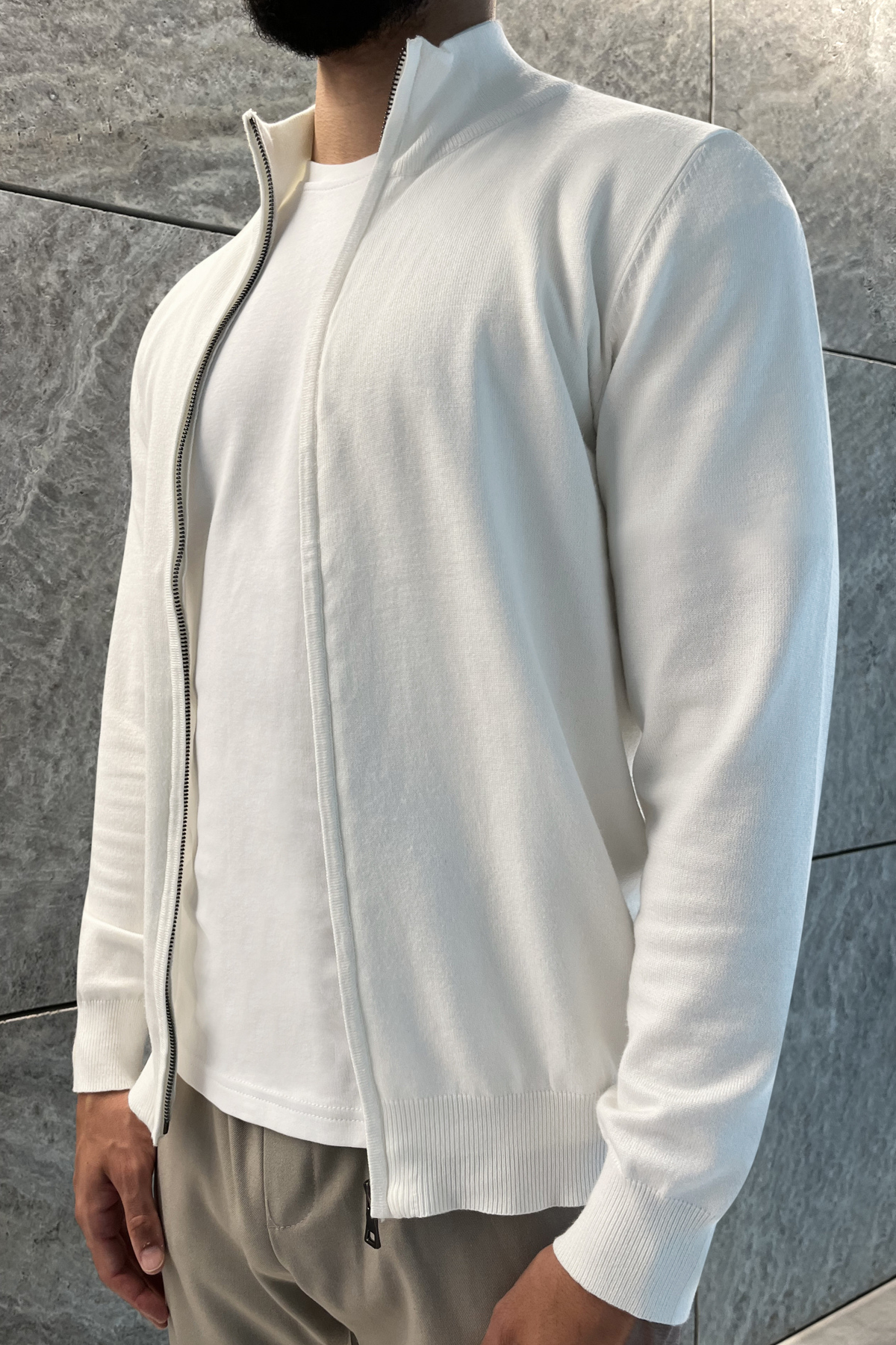 Faro Full Zip Sweater - Wit