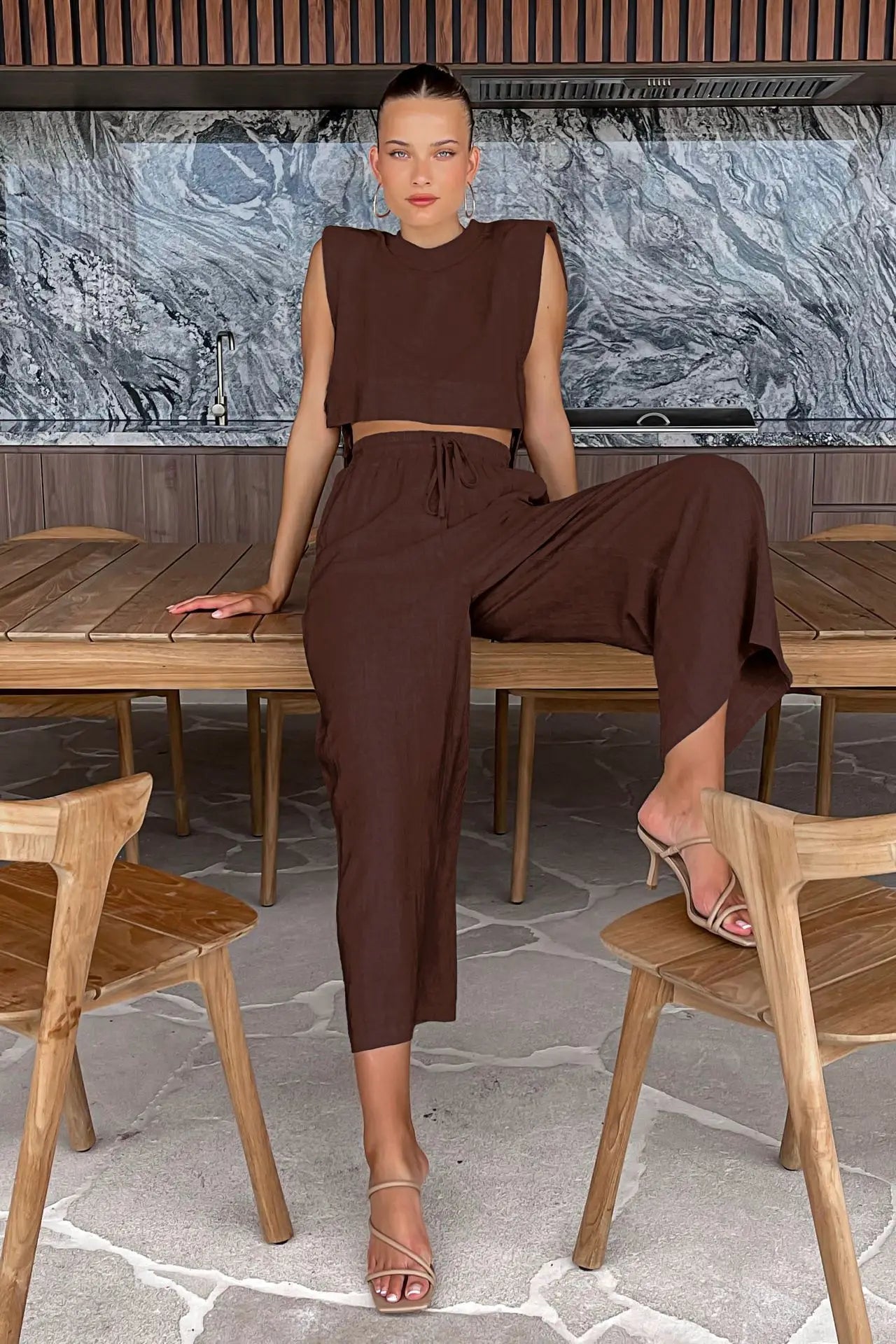 Ariyah | Set met Crop Top en Wijde Pijpen