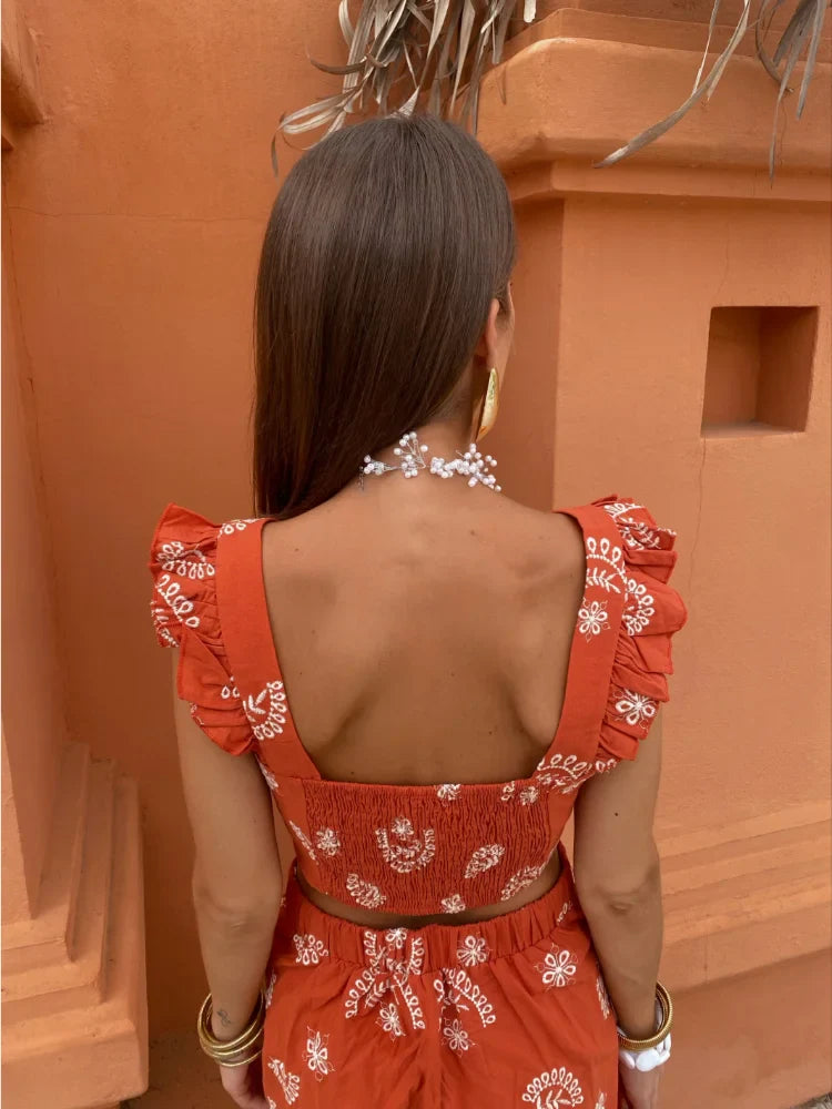 Yvette | Zomerse Crop Top en Rok Set
