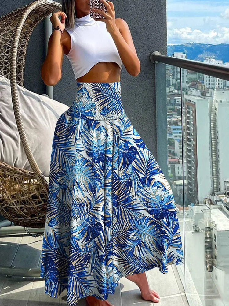 Kamelia | Tropische Wikkelrok met High Waist