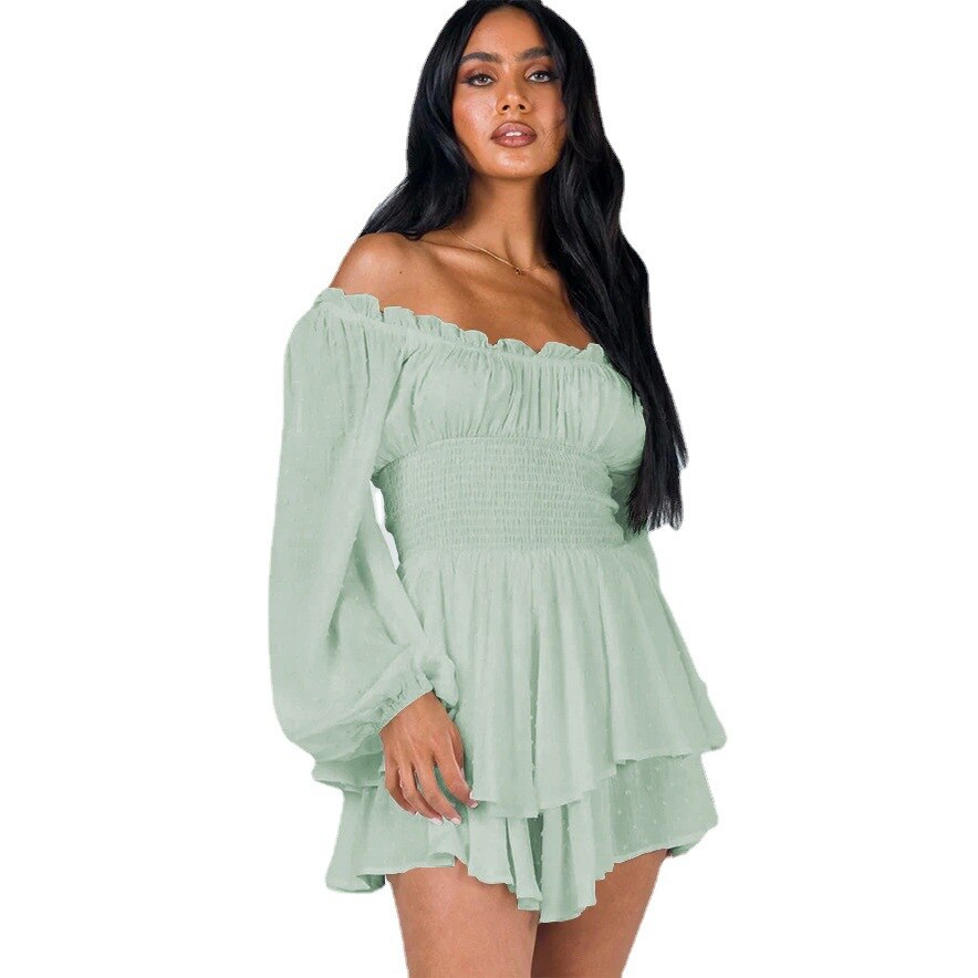 Clee | Off-Shoulder Jurk met Ruches en Smock Taille