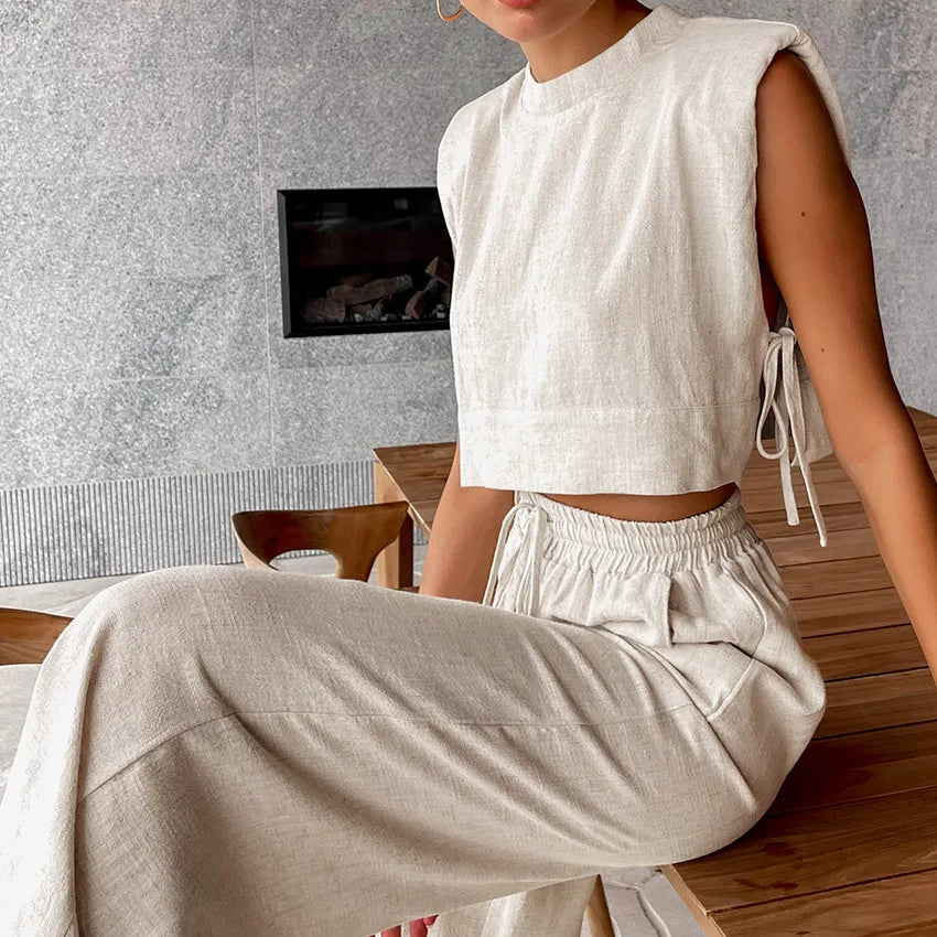 Ariyah | Set met Crop Top en Wijde Pijpen