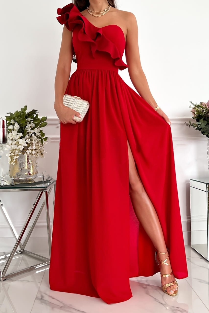 Gabi | Asymmetrische Avondjurk met Ruffle Detail