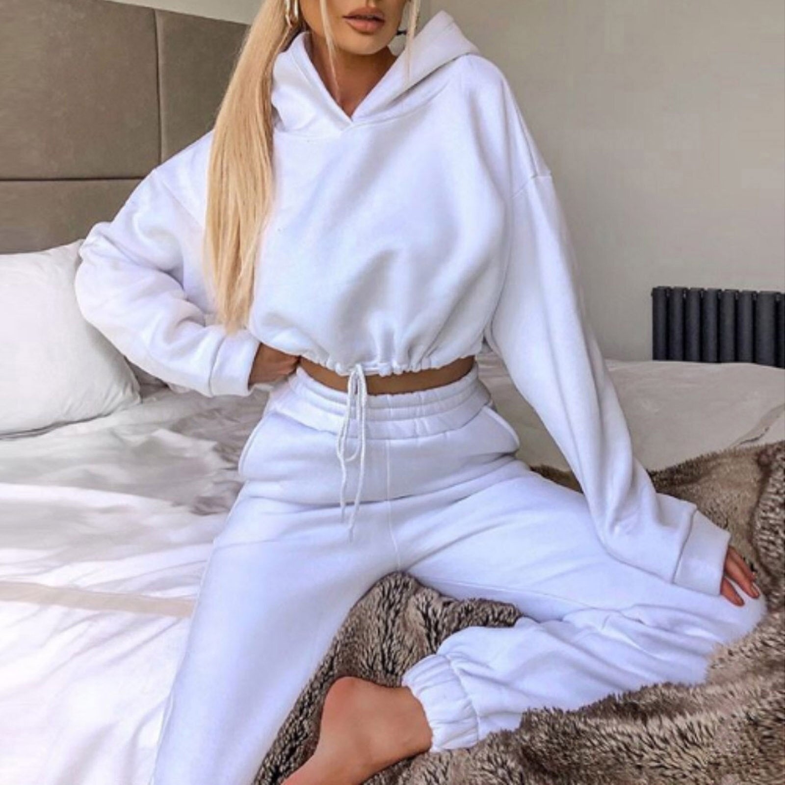 Warme oversized lounge set met trendy sweater