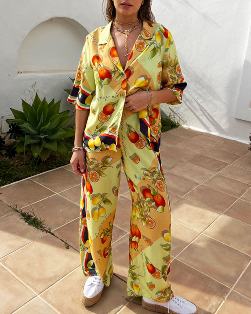 Timna | Tweedelige Fruitprint Set met Italiaanse Flair