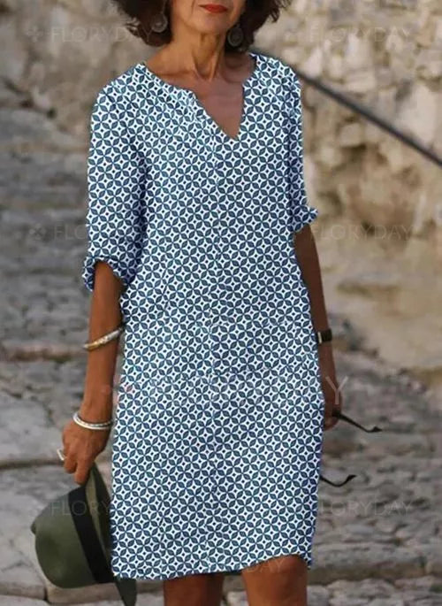 Hermina | Luchtige Zomerjurk met Print - Midi