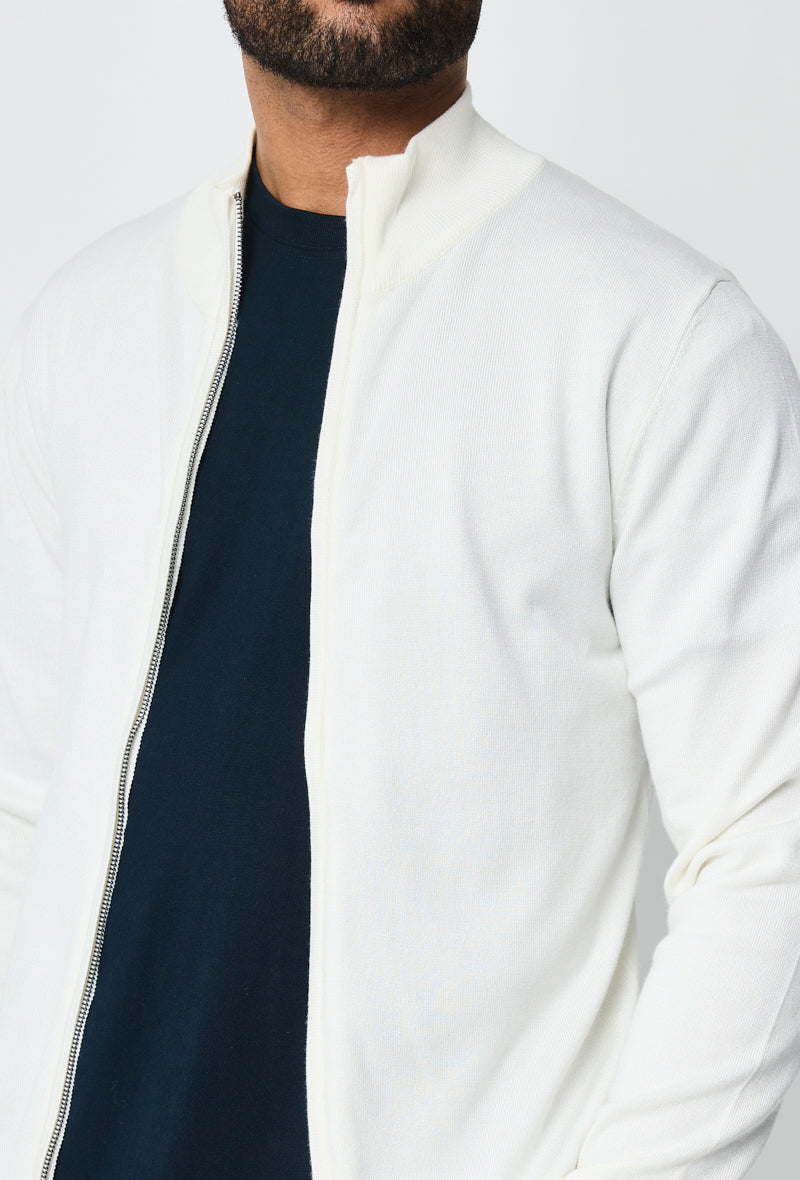 Faro Full Zip Sweater - Wit