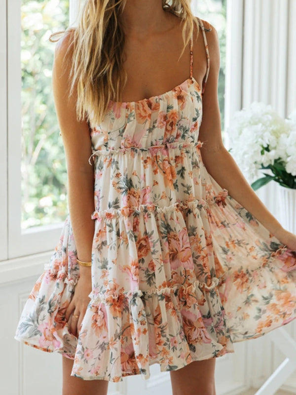 Feye | Zwierige Zomerjurk met Bloemenprint en Spaghettibandjes