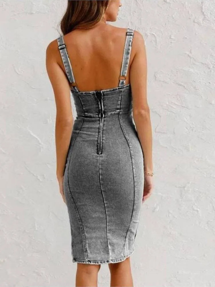 Ovia | Denim Midi-Jurk