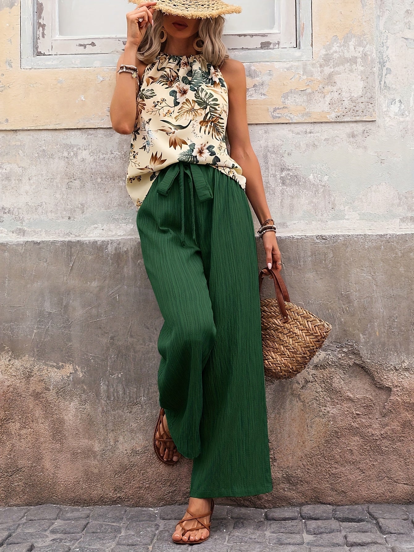Reena | Zomerse Set met Haltertop en Wijde Broek