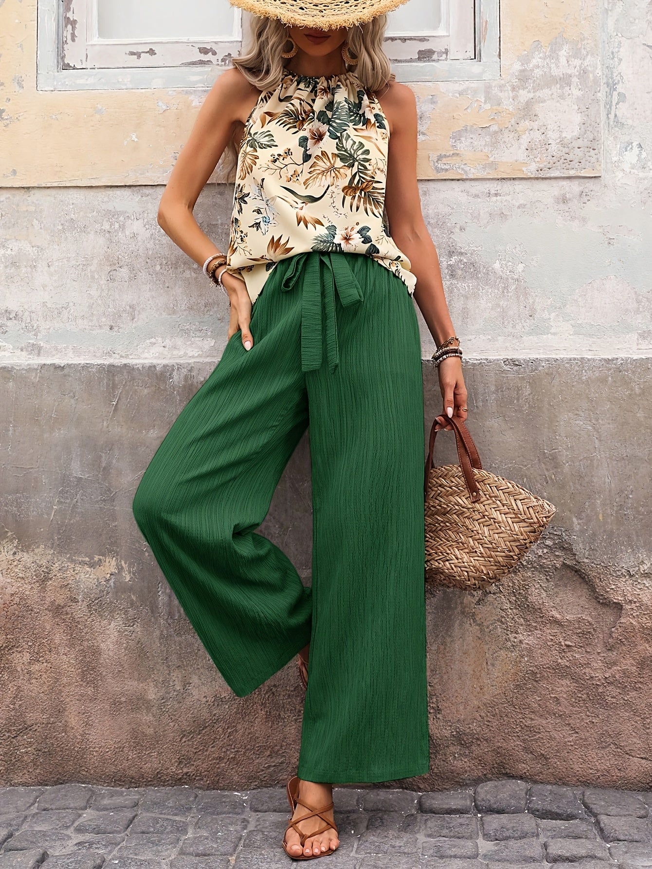 Reena | Zomerse Set met Haltertop en Wijde Broek