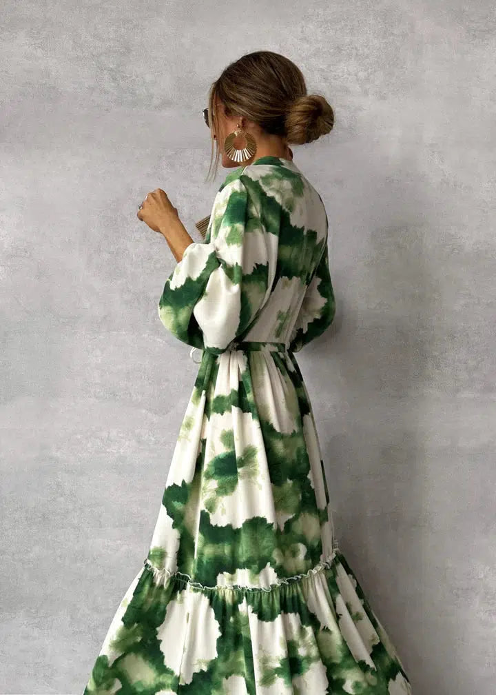 Gretchen | Zomerse Maxi Jurk met Artistieke Tie-Dye Print