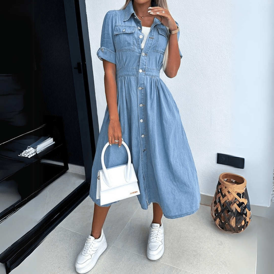 Ashley | Duurzame Denim Jurk met Tijdloze Pasvorm